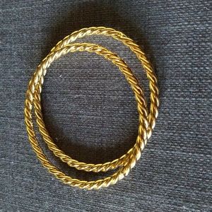 Lily Pulitzer Gold Tone Twisted Bangles, Set of 2